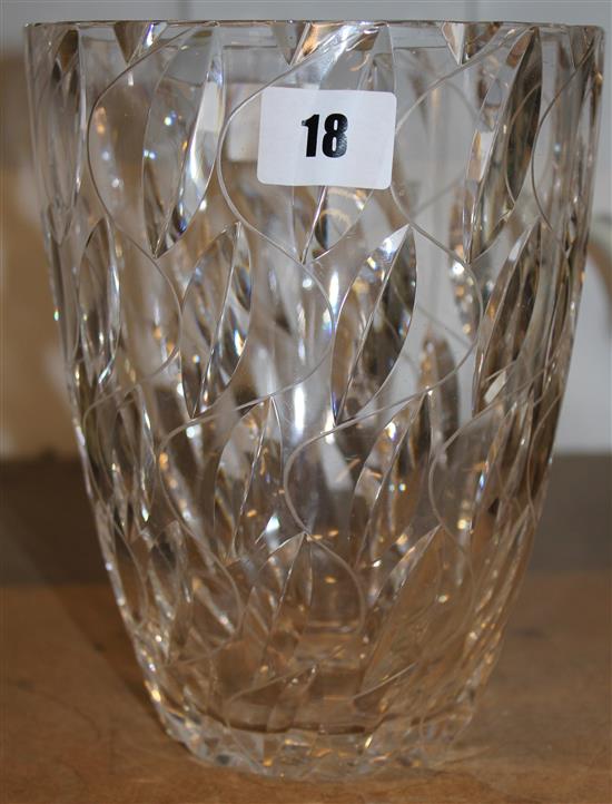 Clyne Farquarson for John Walsh, a leaf cut glass vase